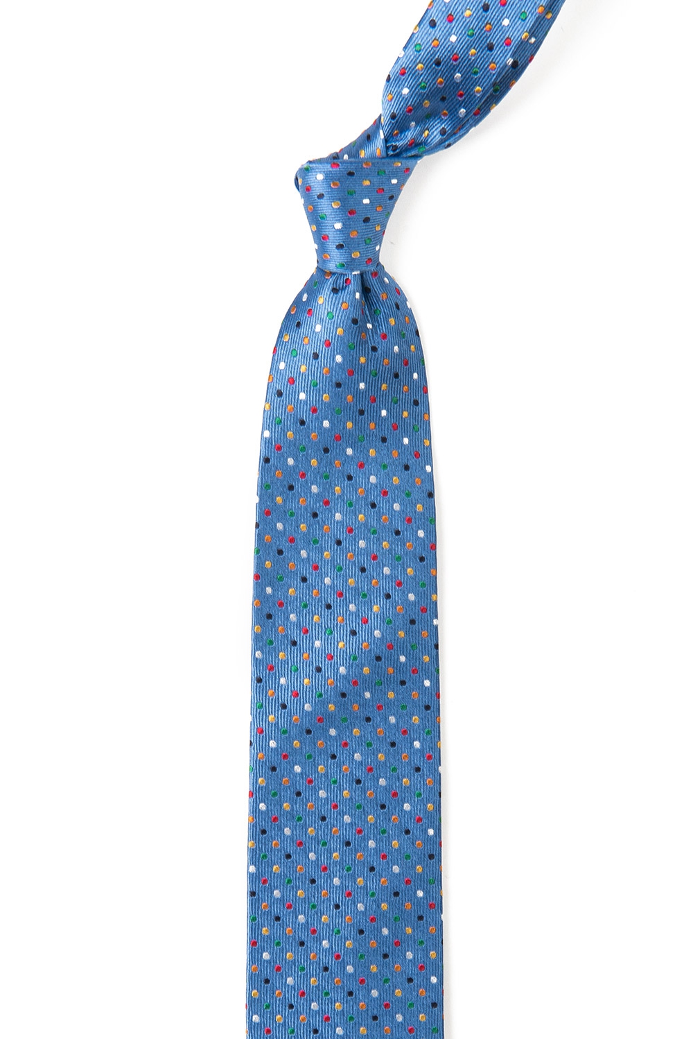 Cravata matase tesuta bleu print geometric 1