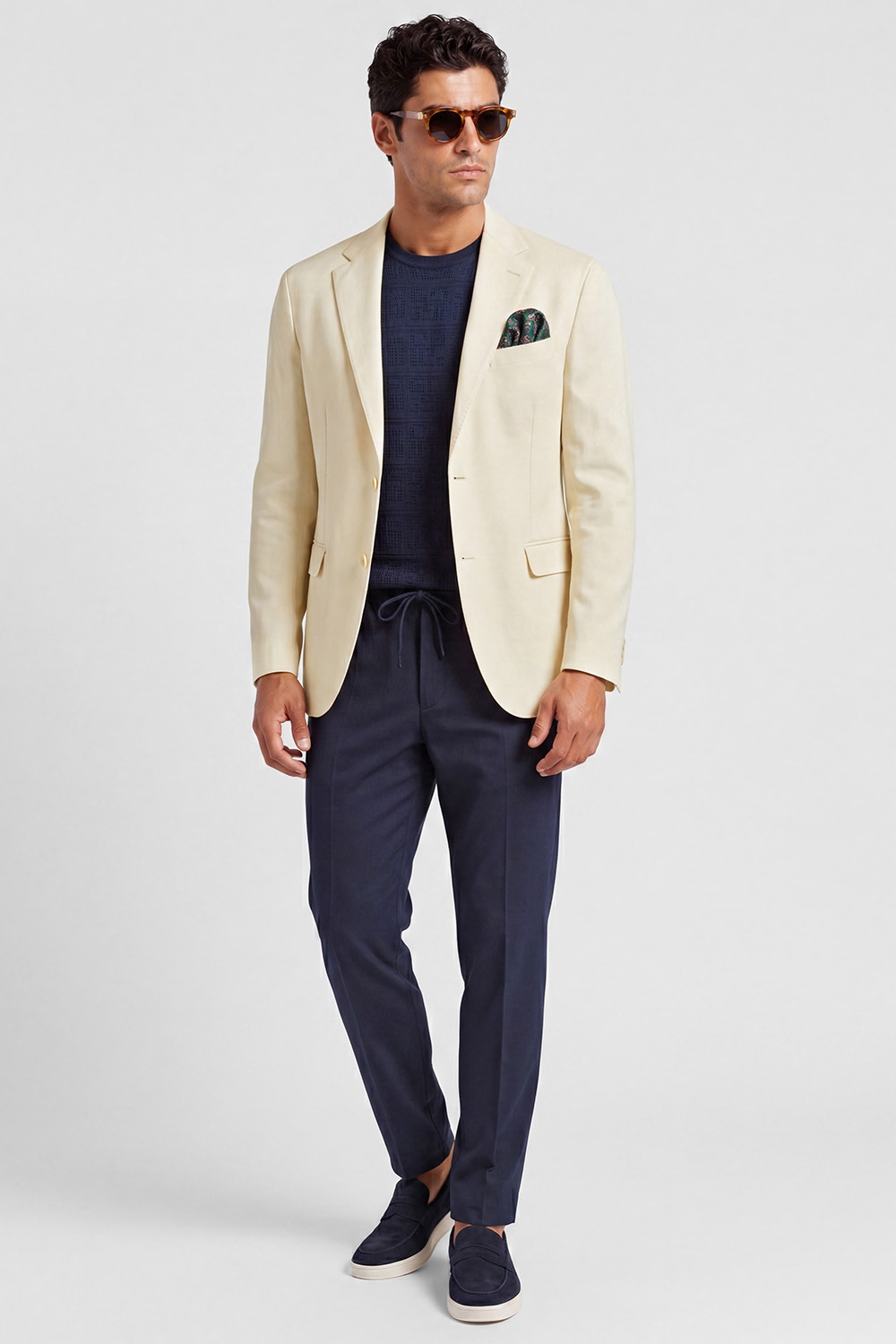 Slim body beige plain blazer 4