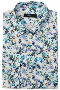 Slim body white floral shirt