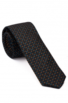Cravata matase tesuta albastra print geometric