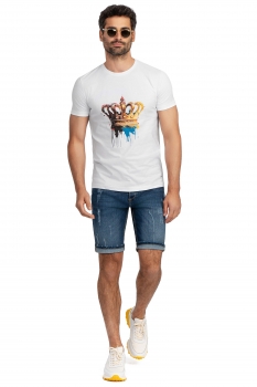 Blugi scurti slim albastri uni