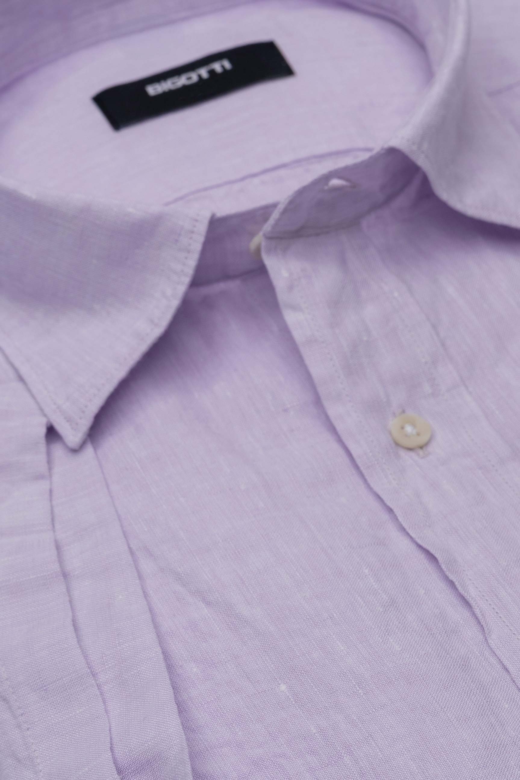 Camasa maneca scurta din in slim lila uni 1