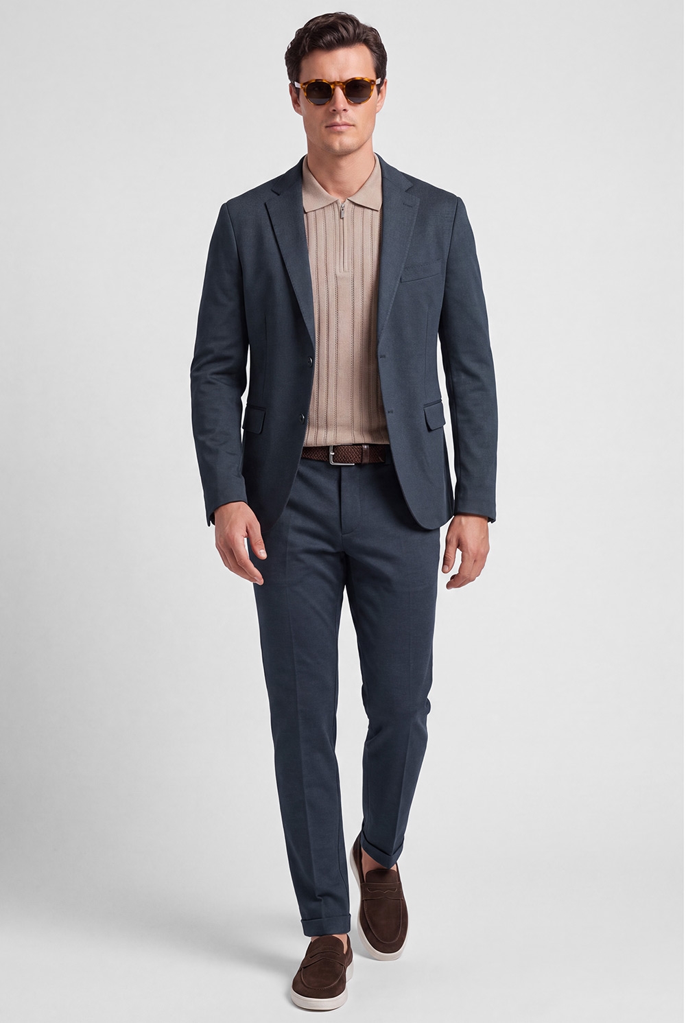 Pantaloni slim bleumarin uni 0