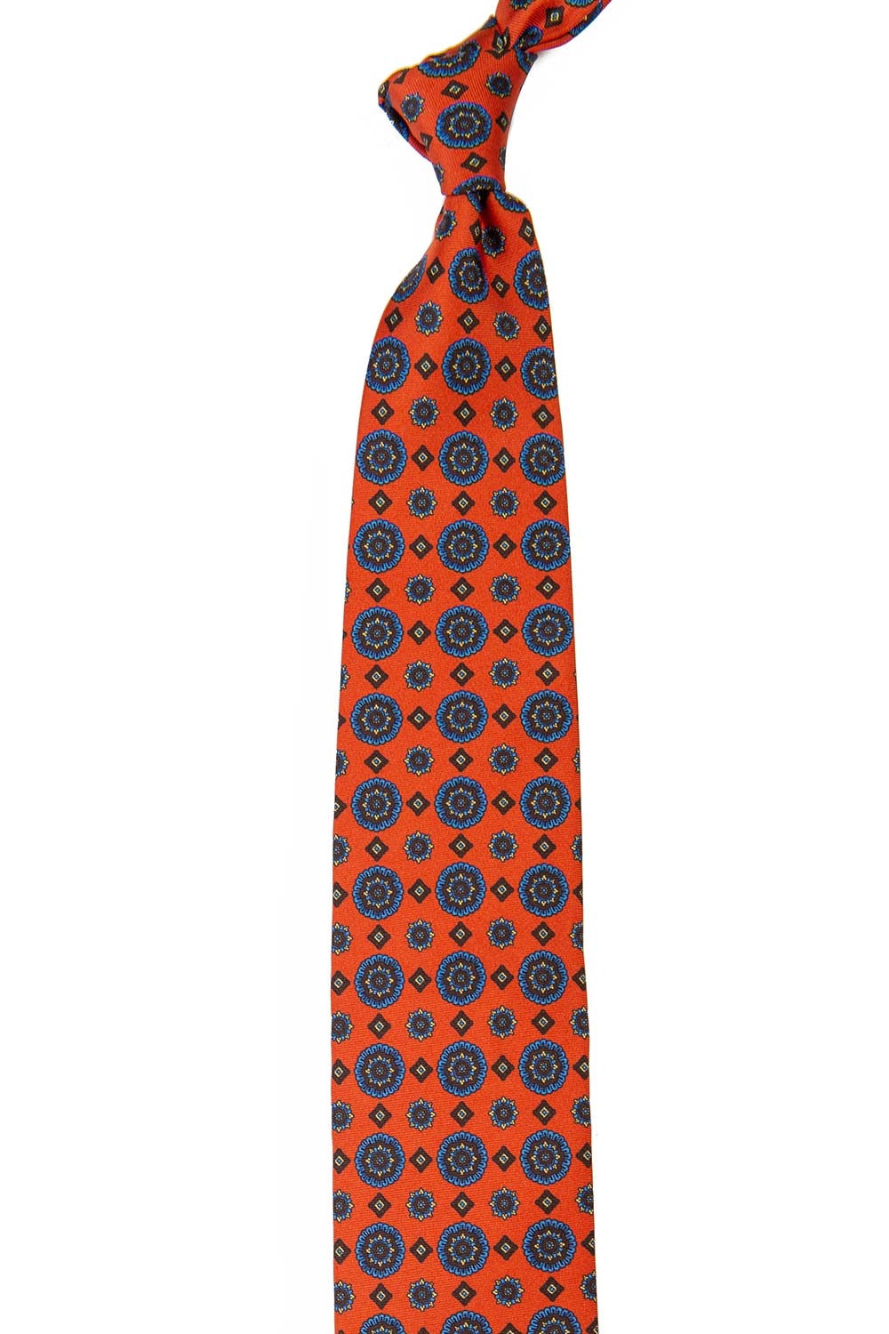 Cravata matase imprimata oranj print geometric 1