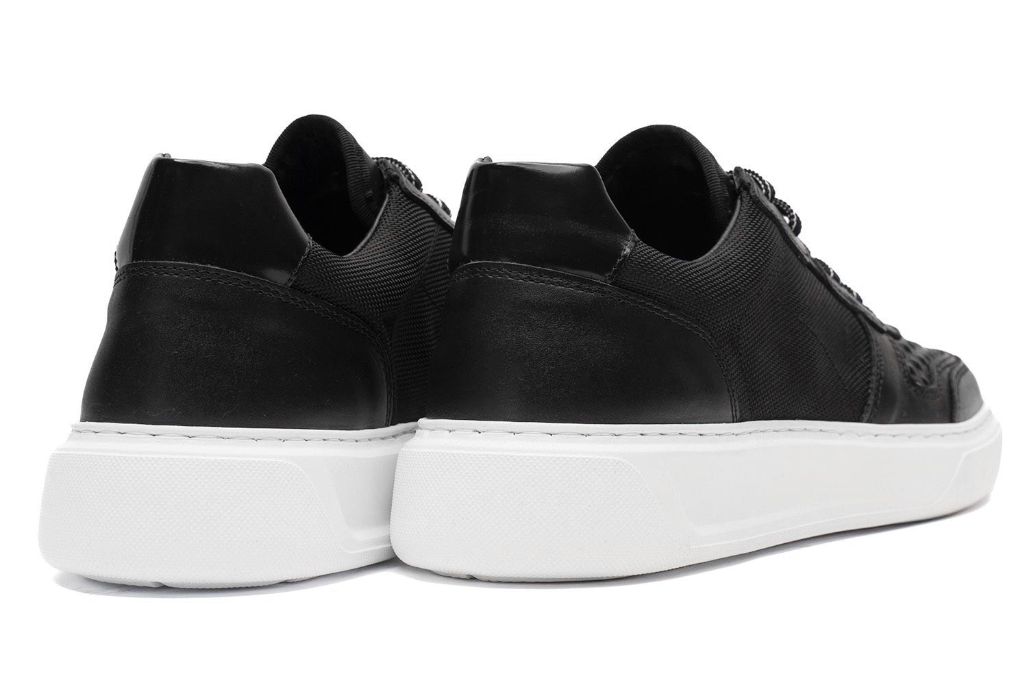 Sneakers negri piele si textil 2
