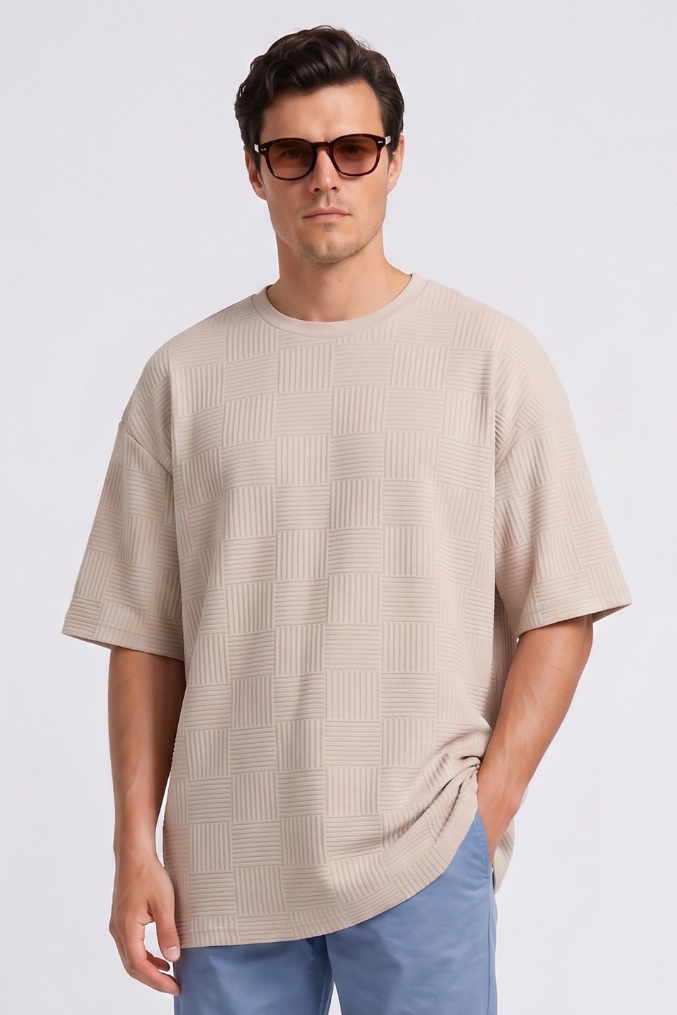 Tricou oversize bej uni 0