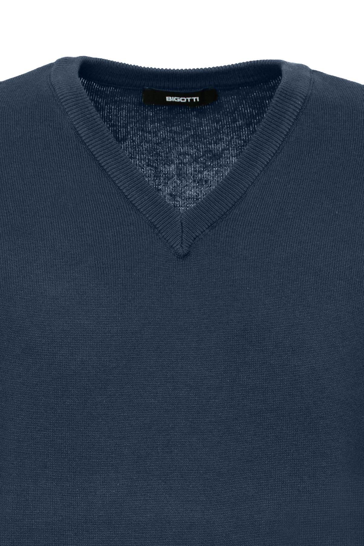 Pulover slim bleumarin guler in v 1