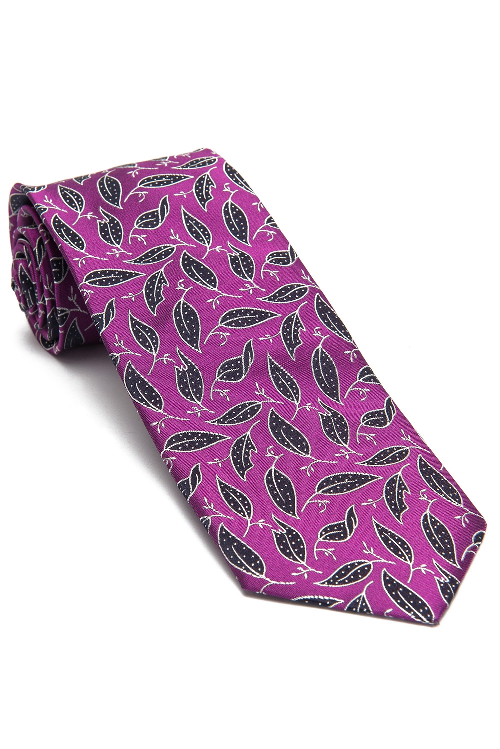 Cravata matase tesuta roz print floral 0