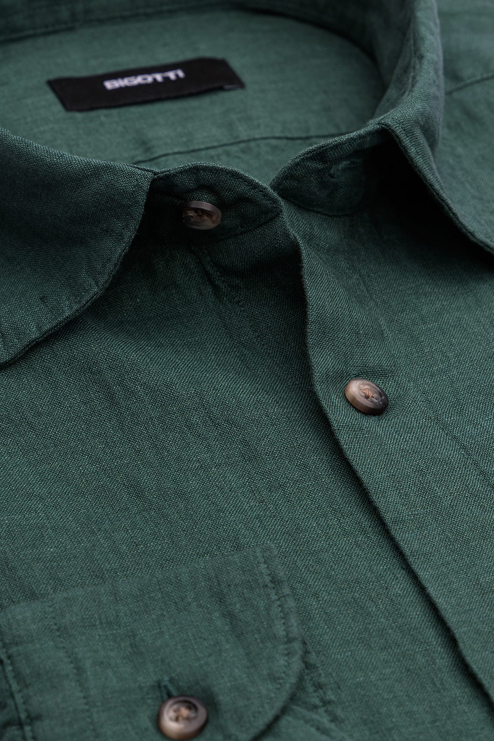 Camasa din in slim verde uni 1
