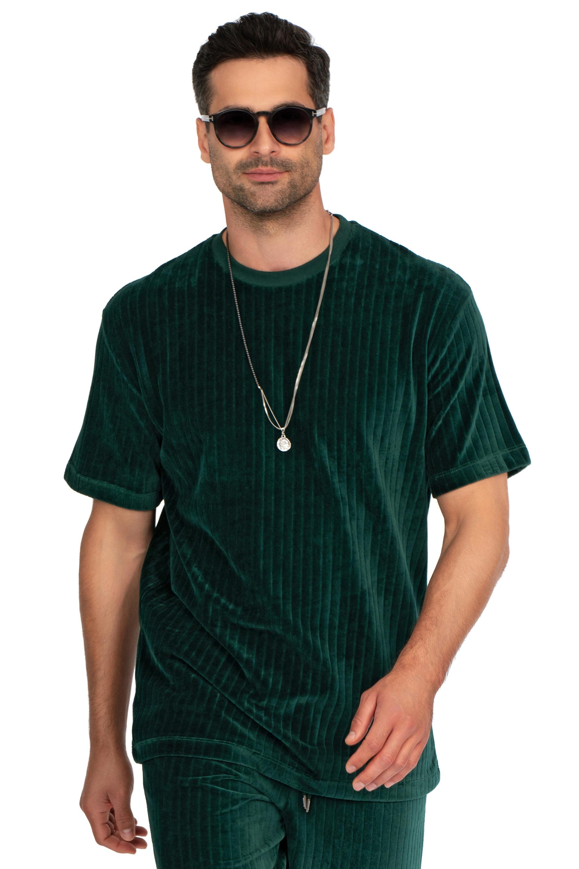 Tricou oversize verde guler rotund 0