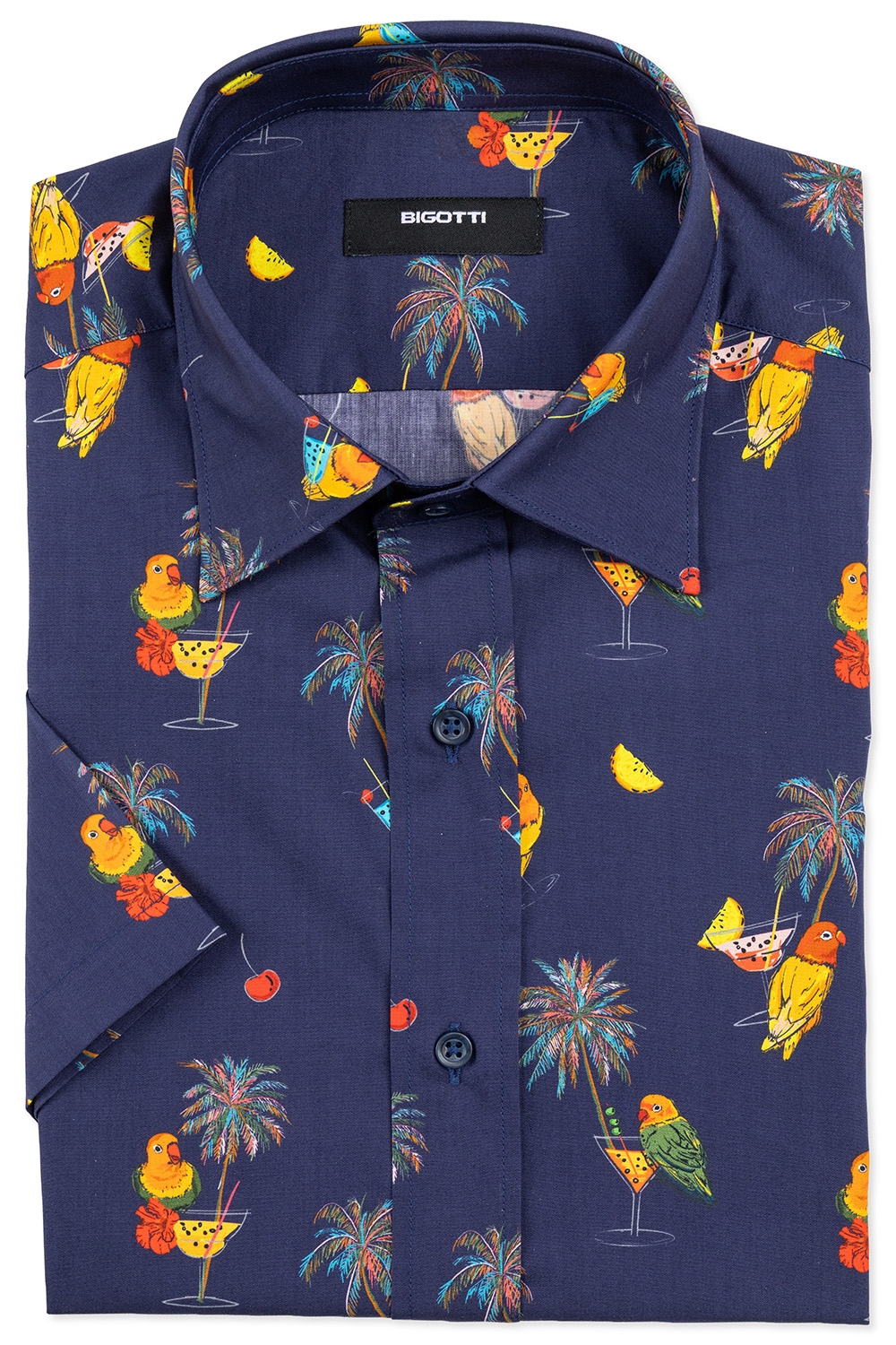 Camasa maneca scurta shaped bleumarin print 0