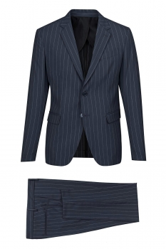 Costum slim bleumarin cu dungi