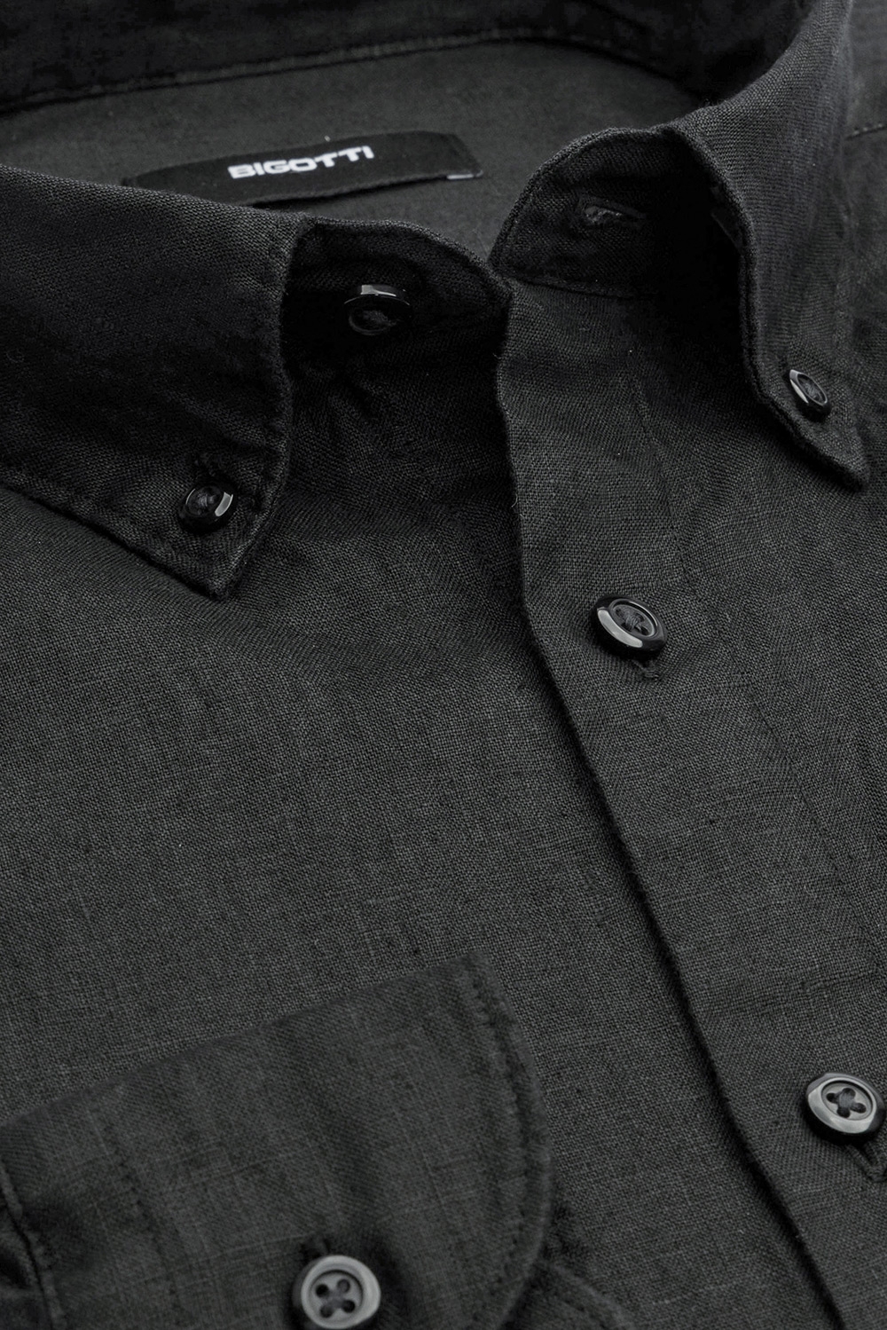 Camasa din in slim neagra uni 1