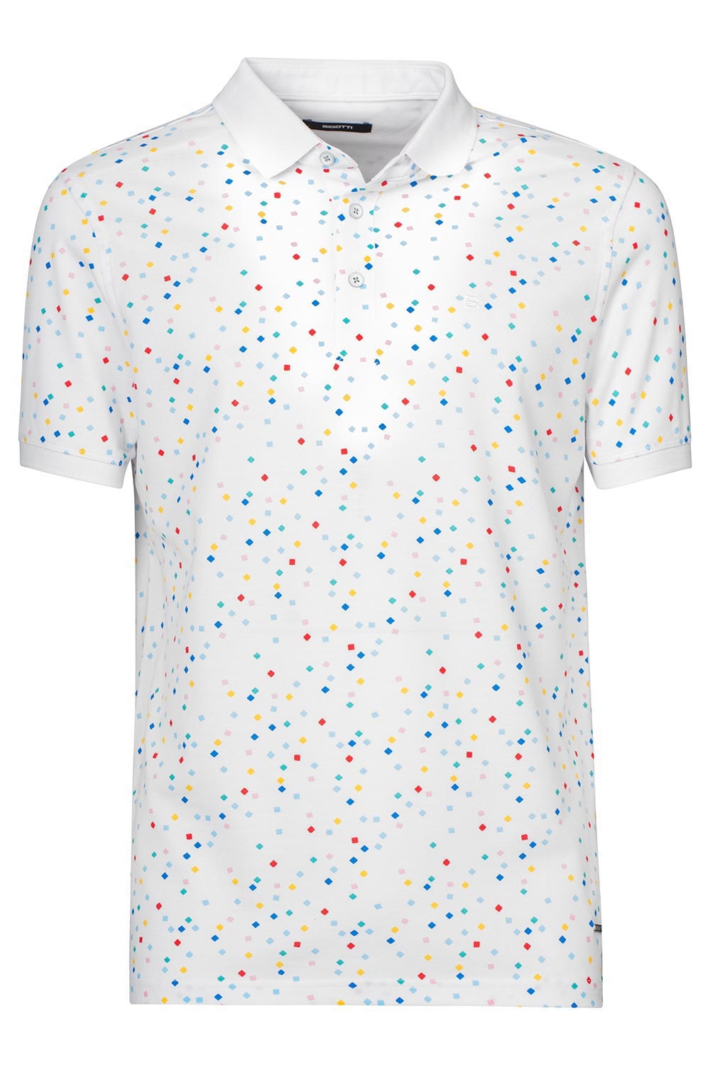 Tricou polo slim alb print geometric 1