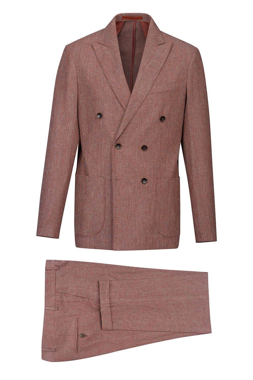 Costum slim rosu in dungi 1
