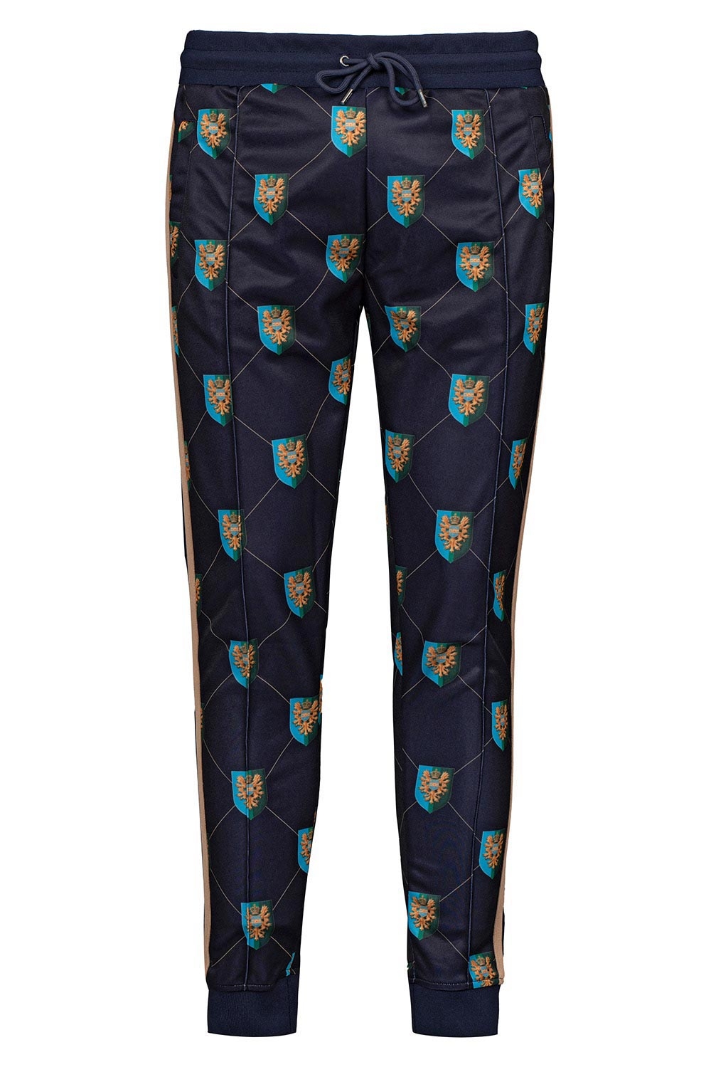 Pantaloni trening slim bleumarin print geometric 1