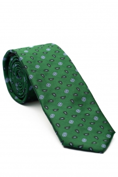 Cravata matase tesuta verde print floral