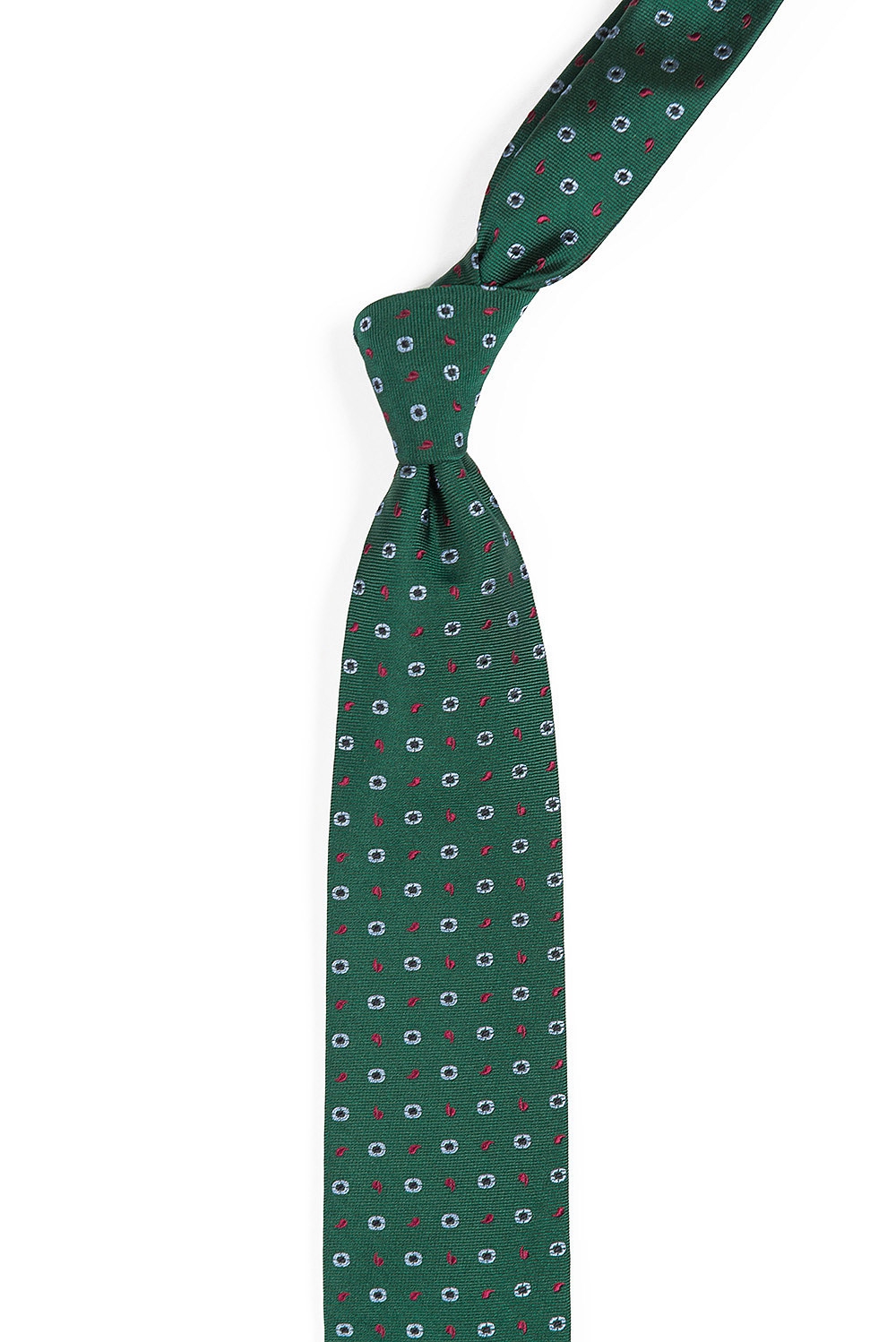 Cravata matase tesuta verde print floral 1