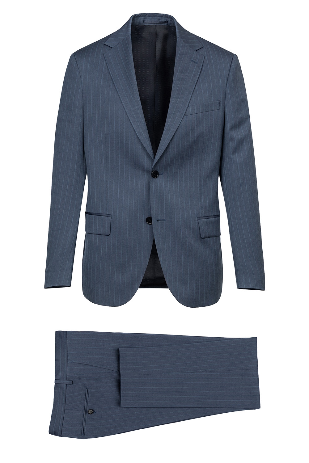Costum slim albastru in dungi 1