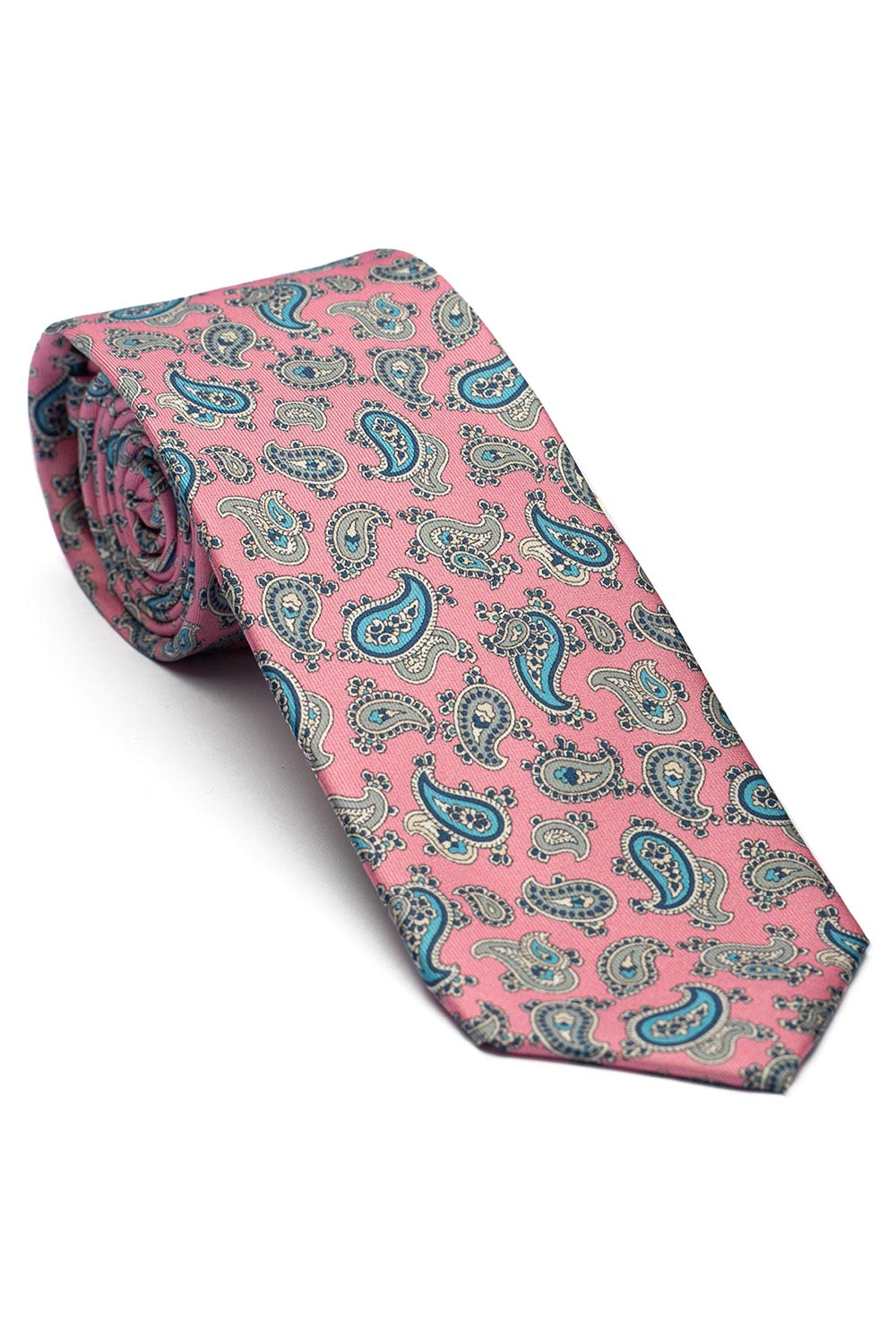Cravata matase imprimata roz print floral 0