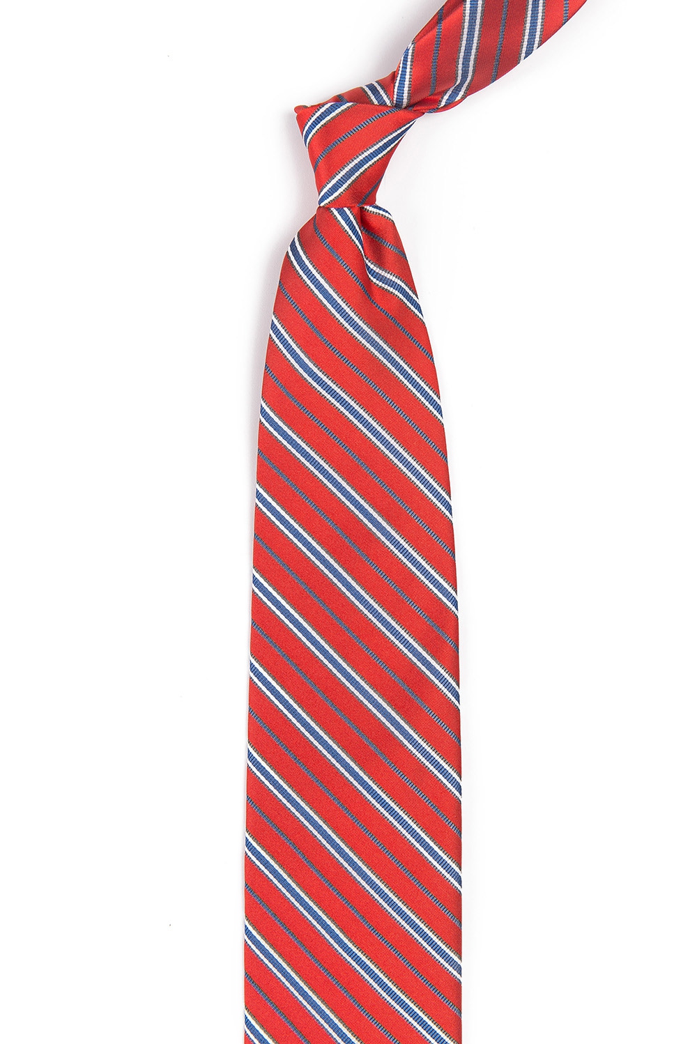 Cravata poliester rosie cu dungi 1