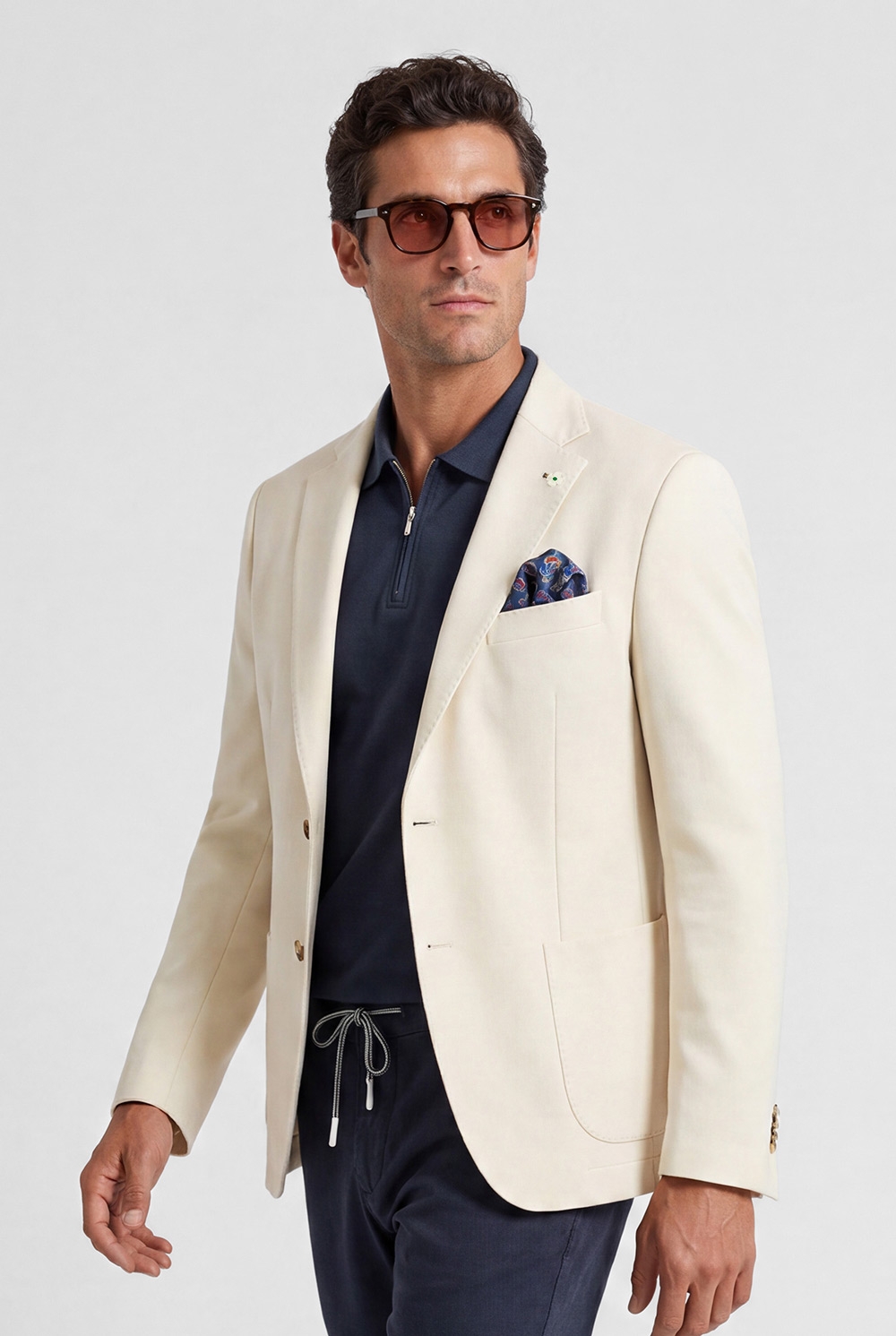 Slim body beige plain blazer 0