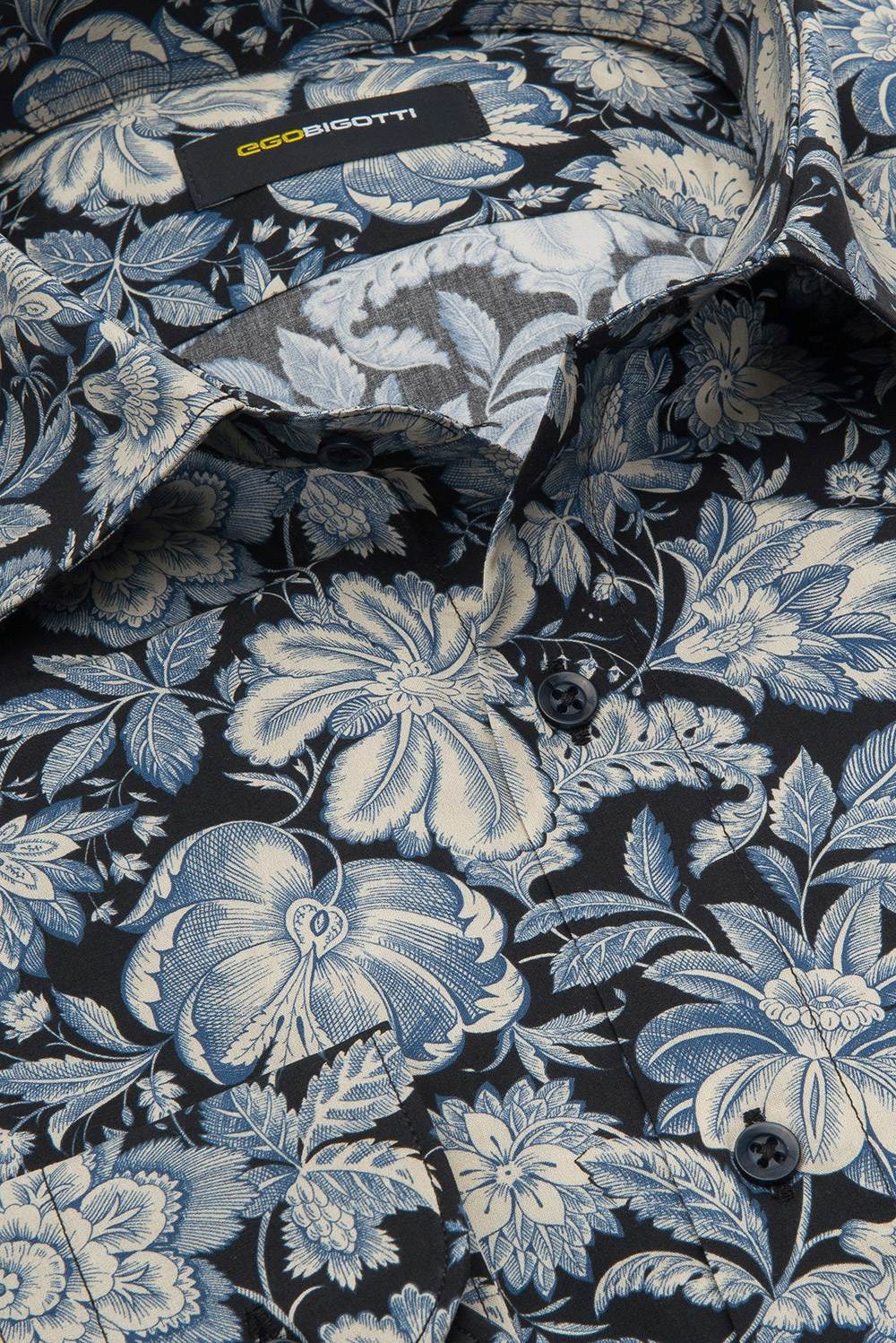 Camasa superslim bleumarin print floral 1
