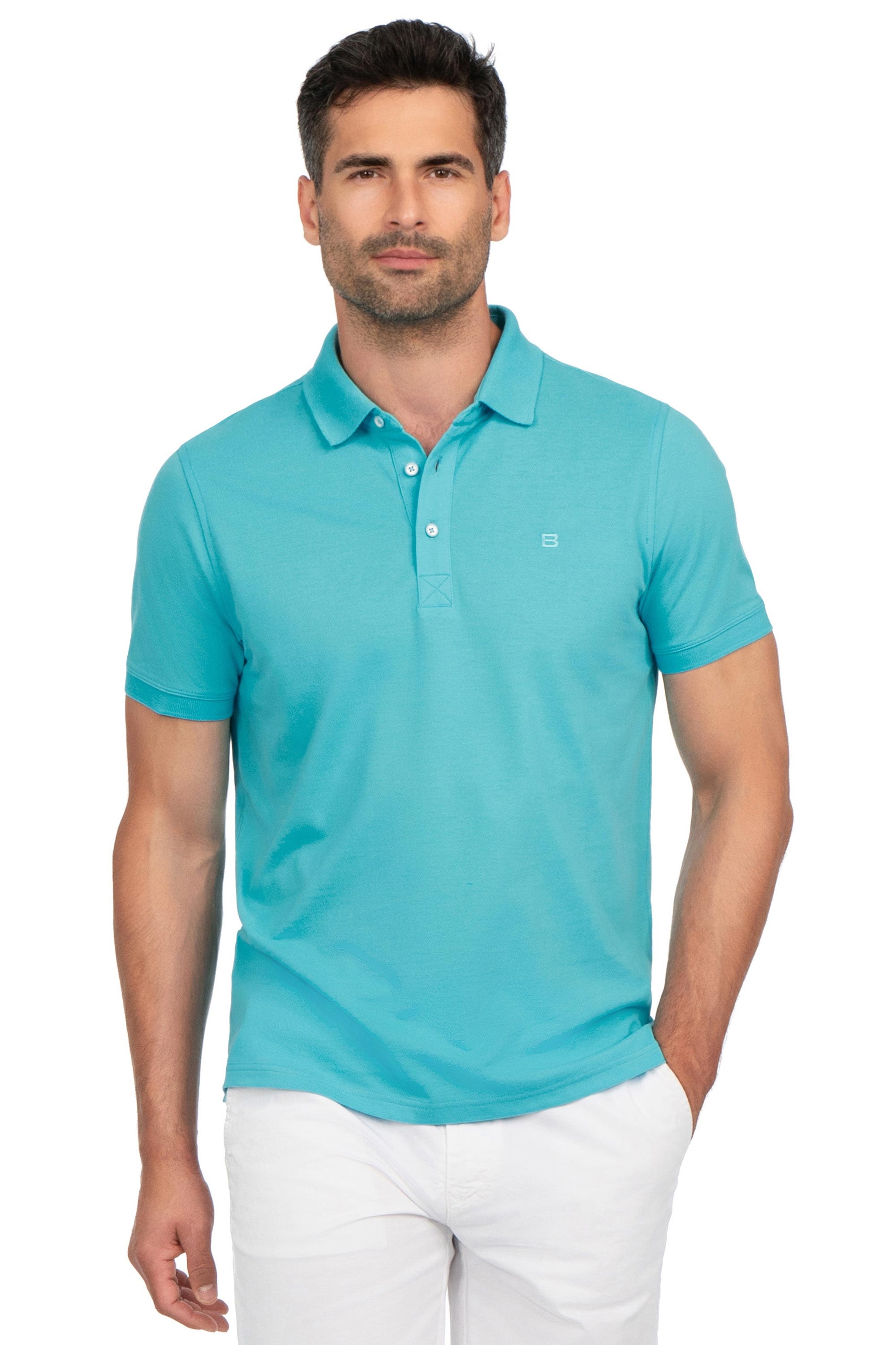 Tricou polo slim bleu uni 0