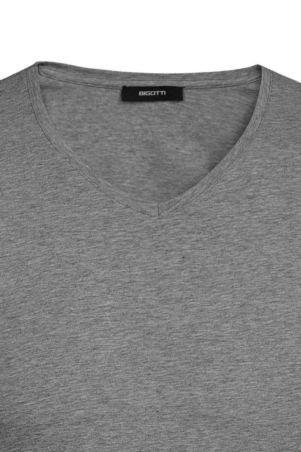 Tricou slim gri guler in v 1