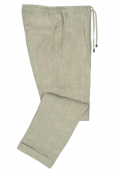 Pantaloni din in slim gri uni