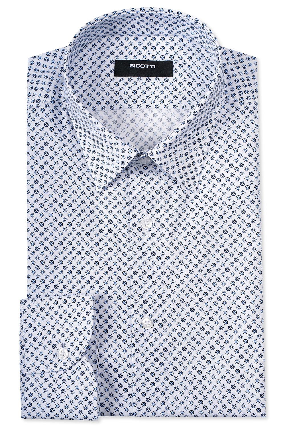 Camasa superslim alba print geometric 0