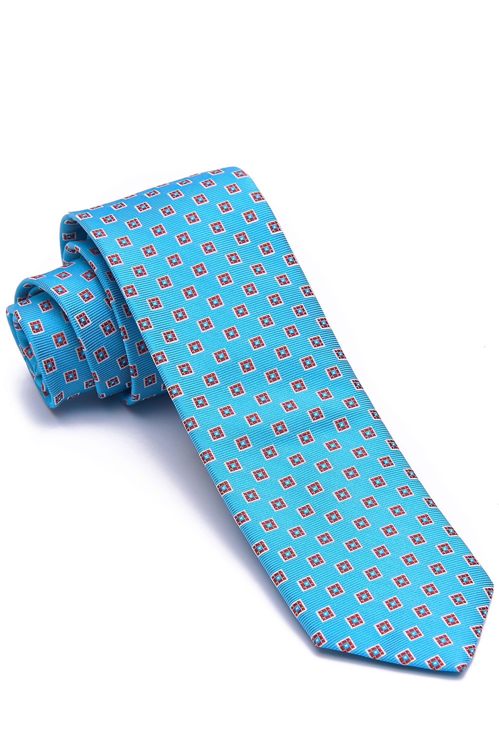 Cravata poliester bleu print geometric 0