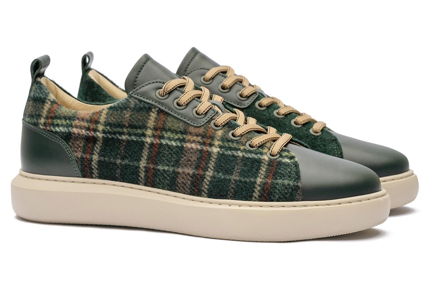 Sneakers verde piele naturala si textil 0