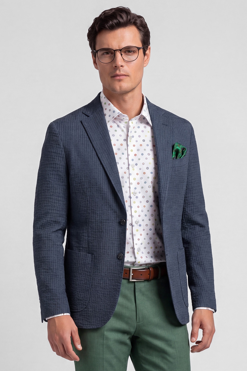 Slim body navy plain blazer 0