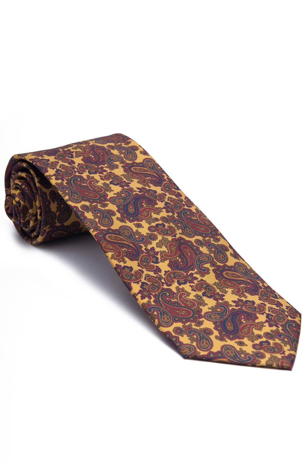 Cravata matase galbena print floral 0