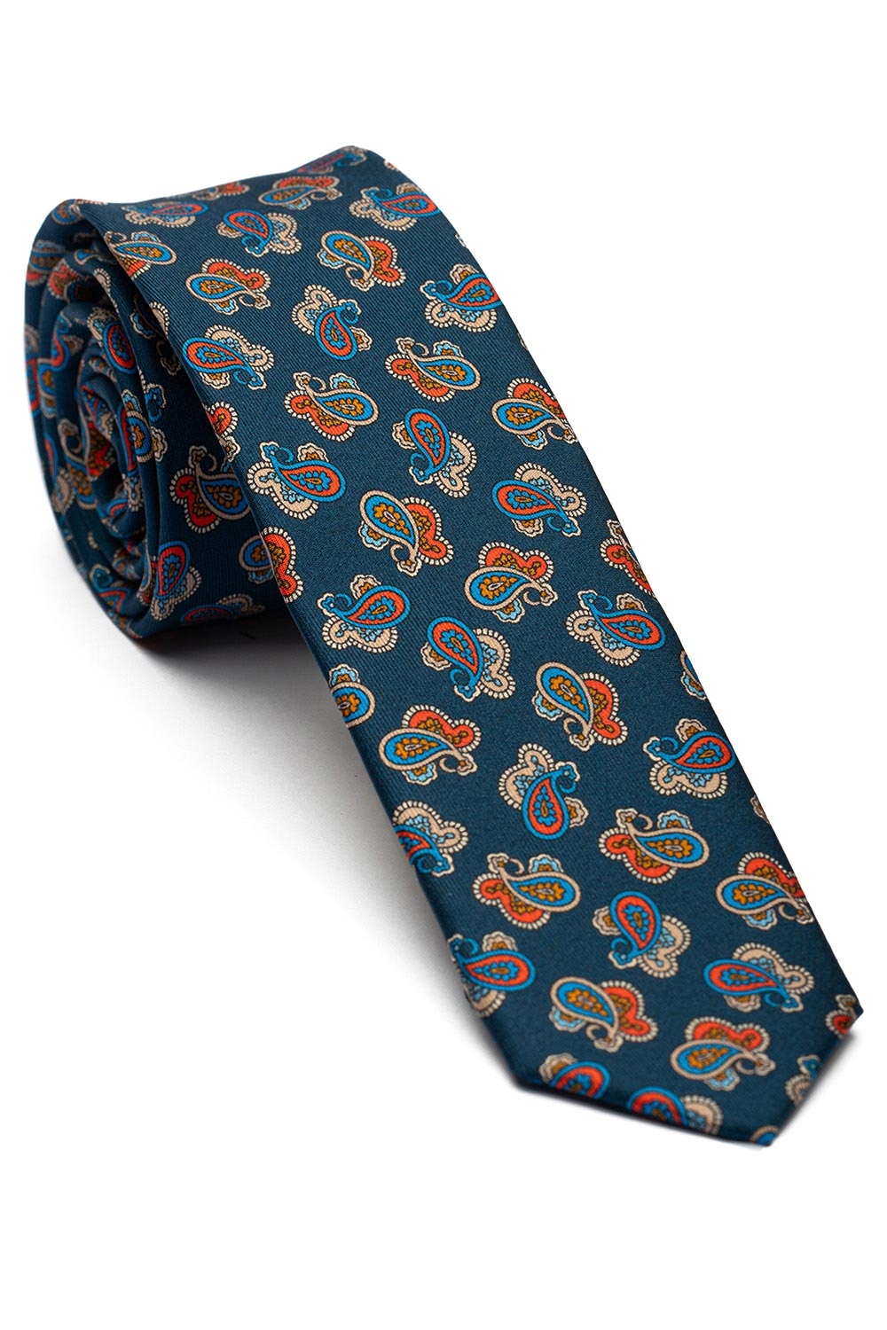Cravata matase imprimata bleumarin print floral 0