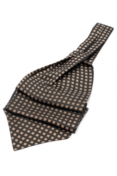 Ascot tie tip printed silk black geometric