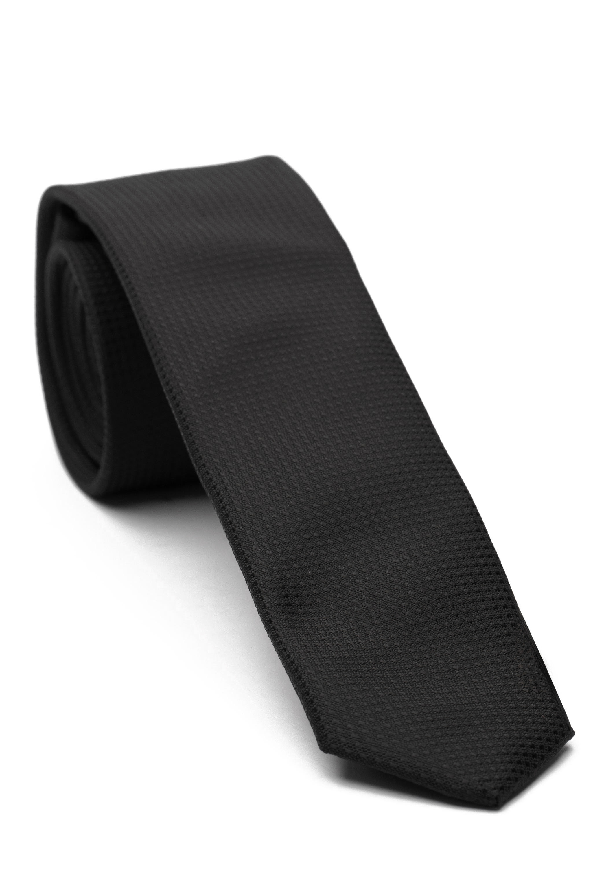 Cravata poliester tesut neagra uni 0