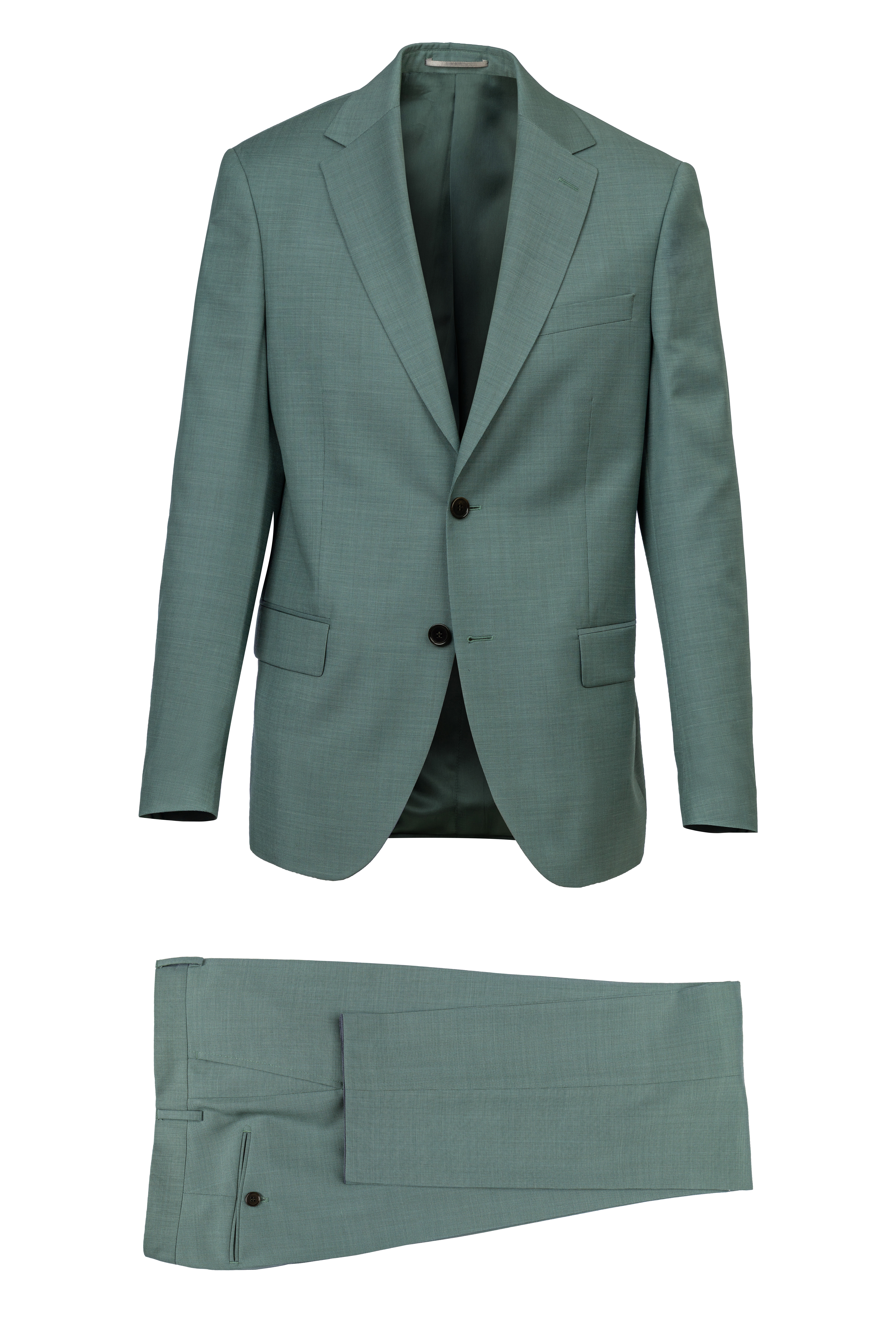Slim body green plain suit 1