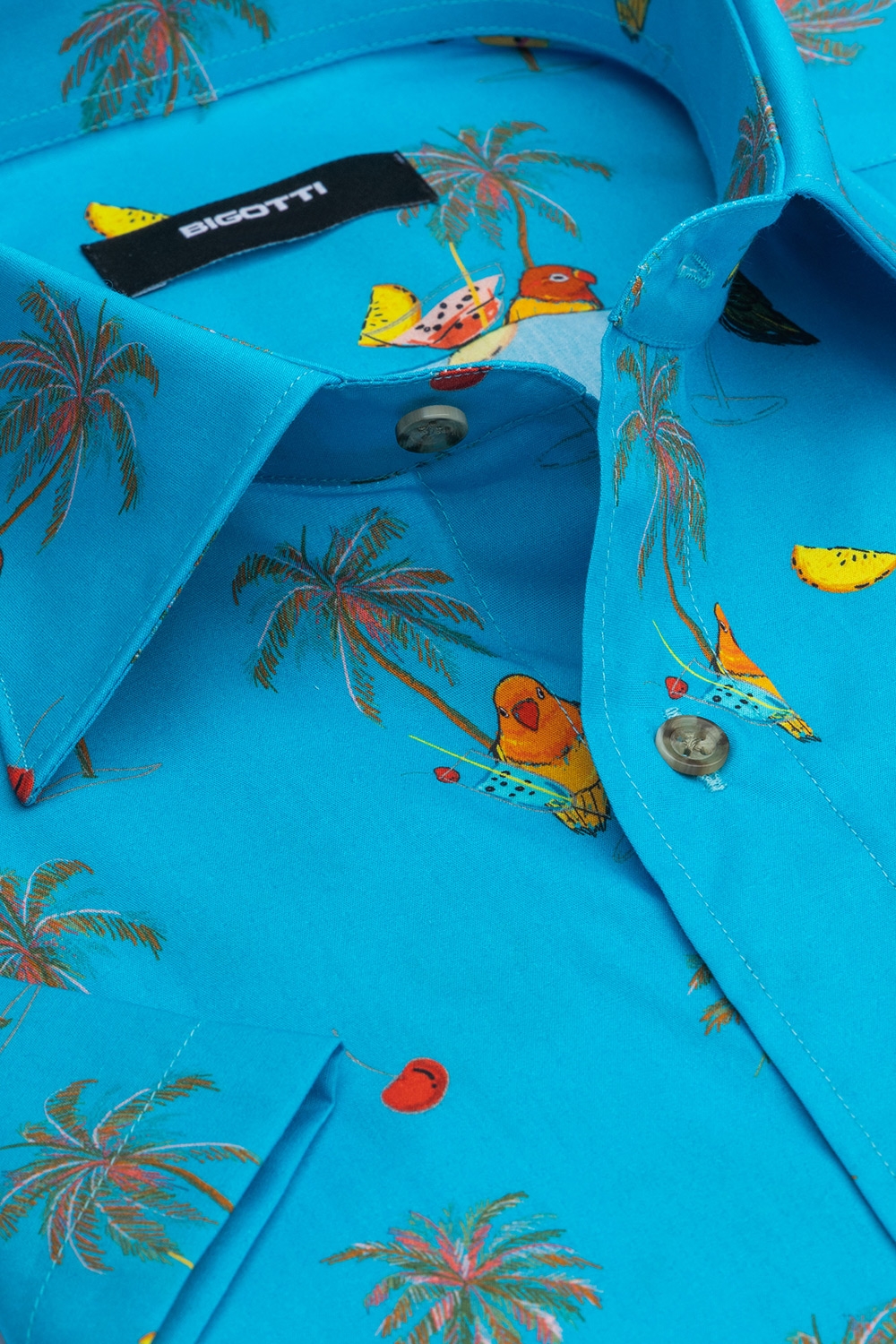 Camasa maneca scurta shaped bleu print 1