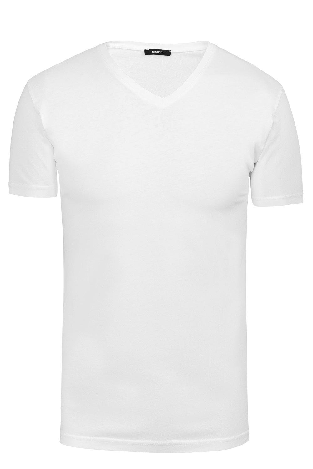Tricou regular alb guler in v 0