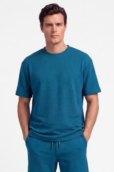 Tricou oversize albastru uni