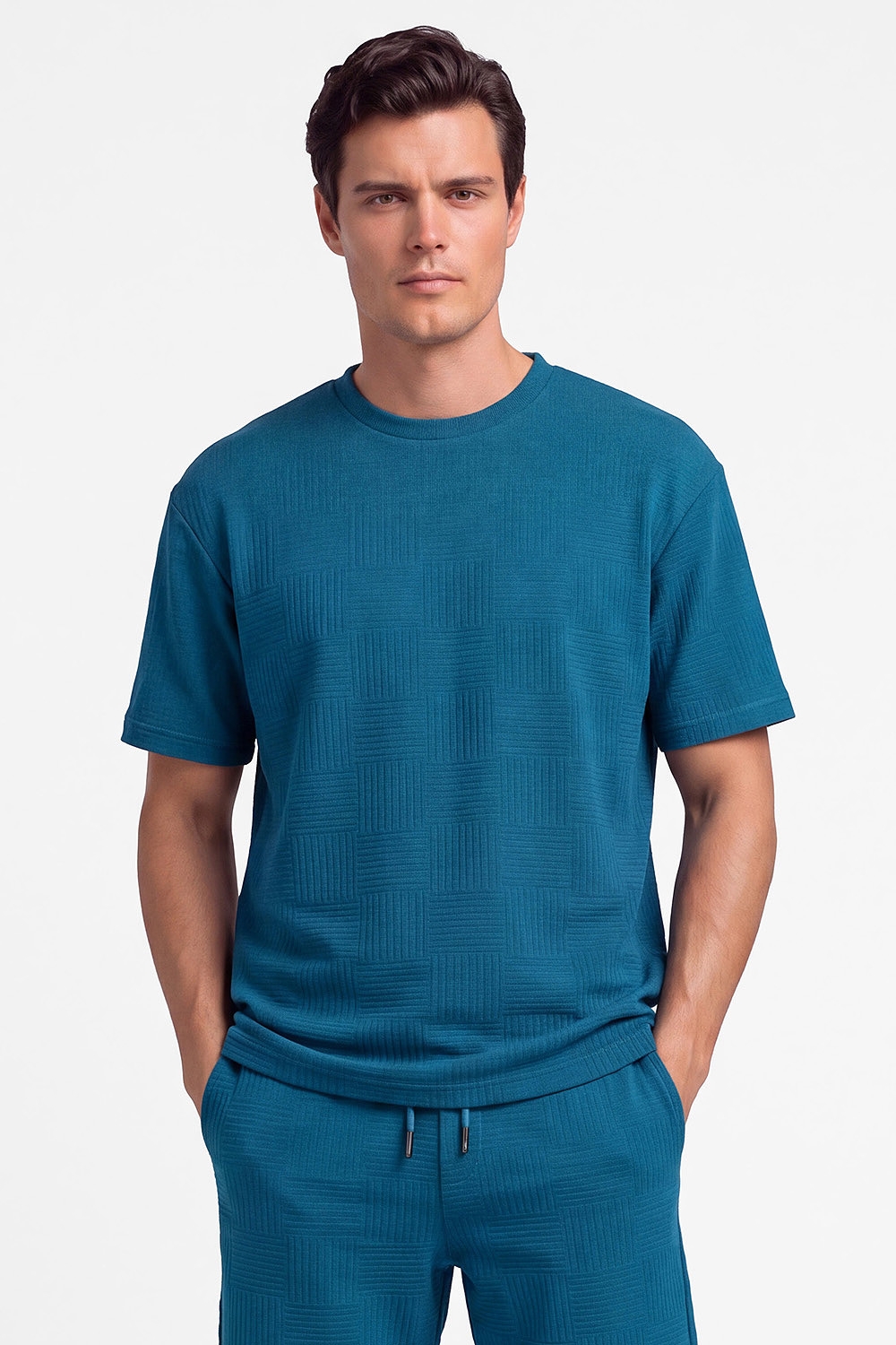 Tricou oversize albastru uni 0