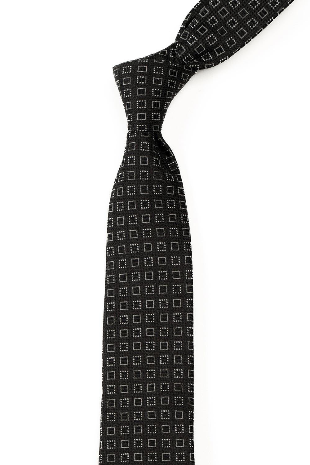 Cravata matase tesuta neagra print geometric 1