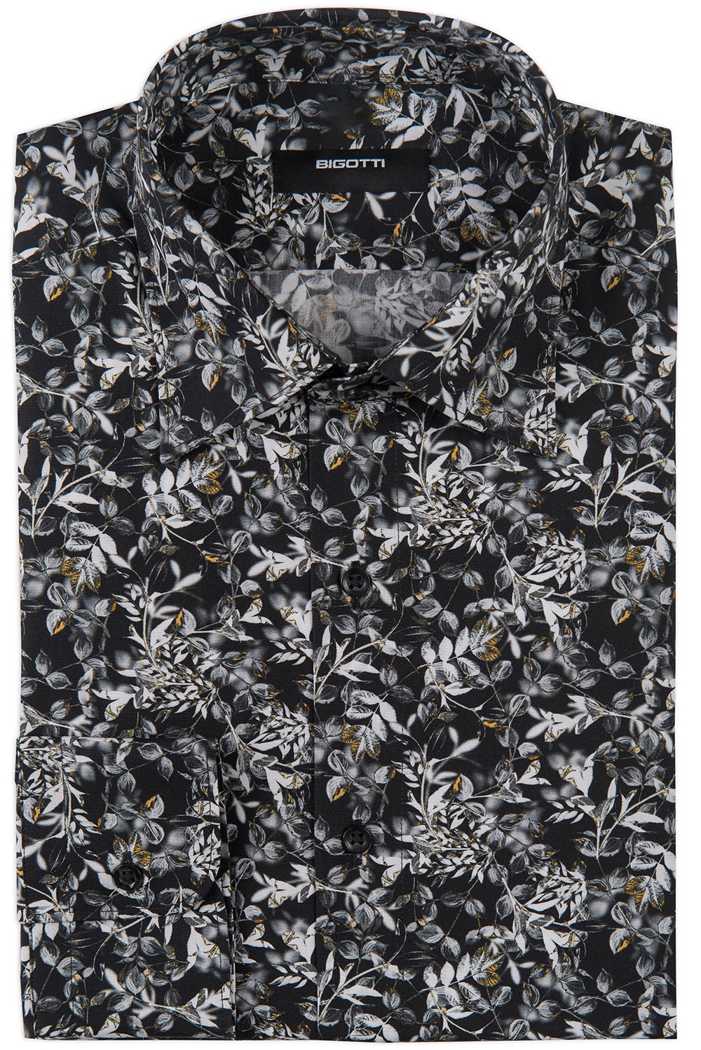 Camasa slim neagra print floral 0