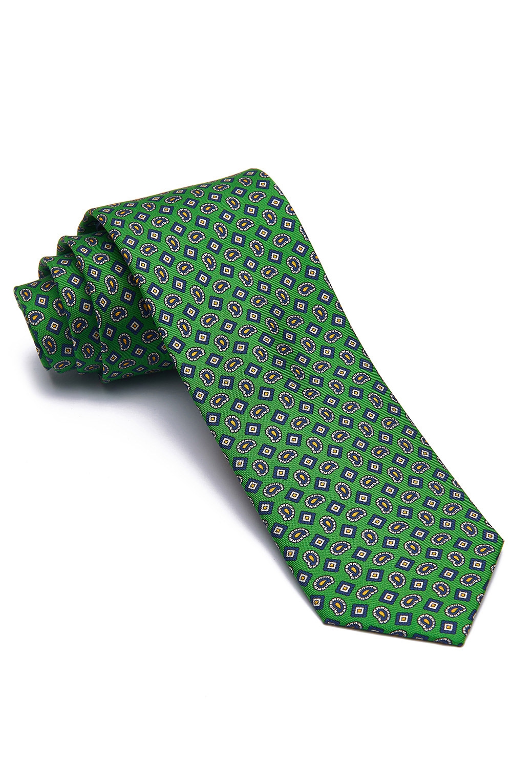 Cravata matase verde print floral 0