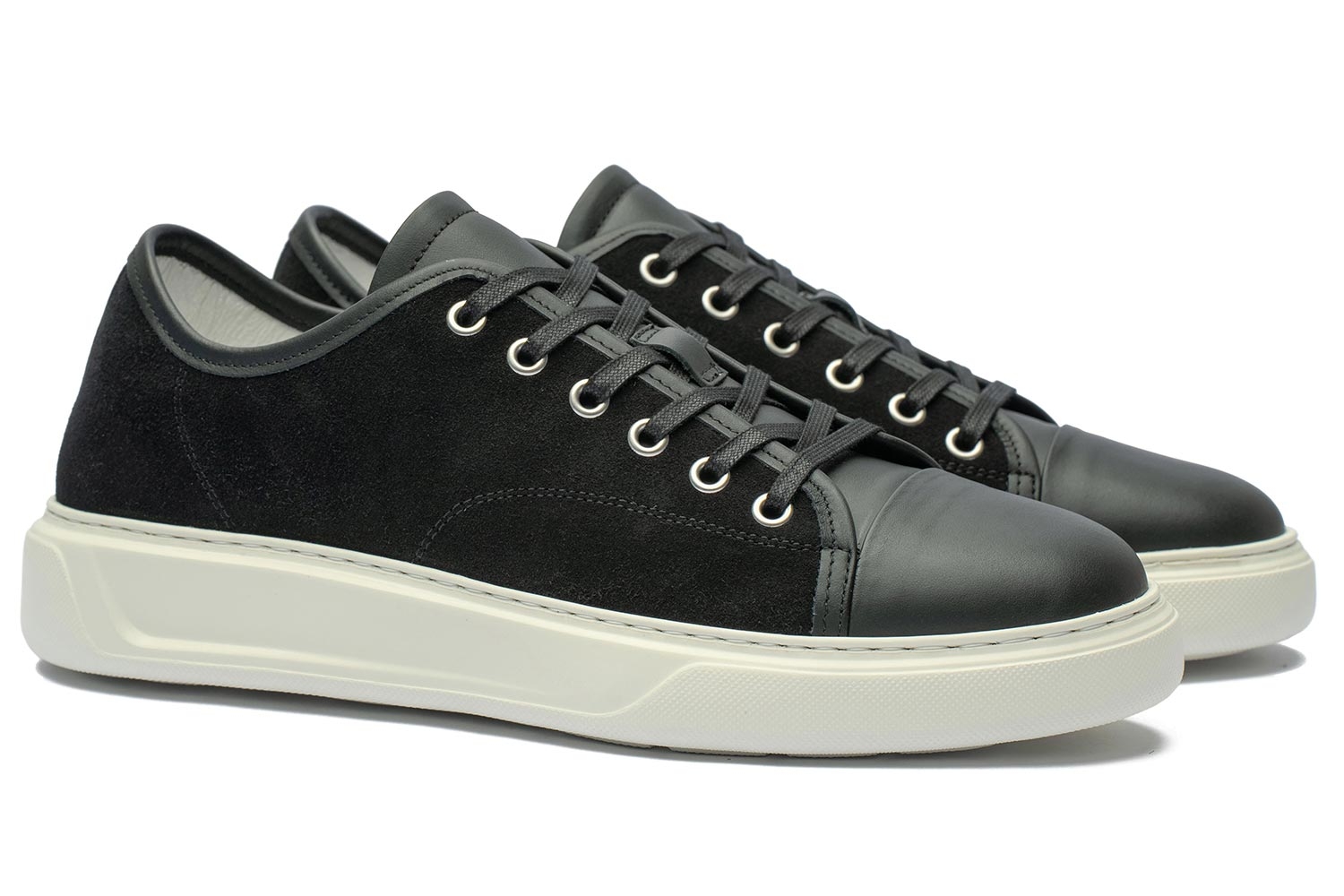 Sneakers negri piele naturala si piele intoarsa 0