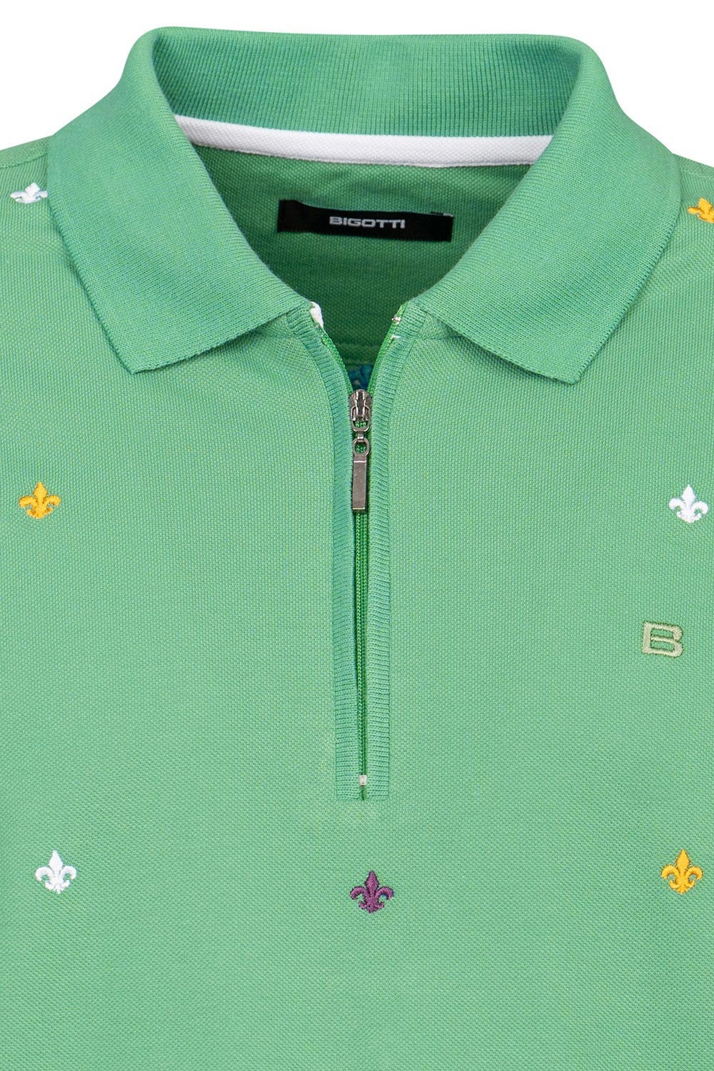 Tricou polo slim verde print geometric 2