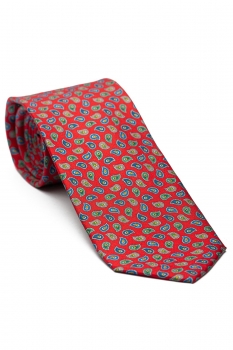 Cravata matase imprimata rosie print floral