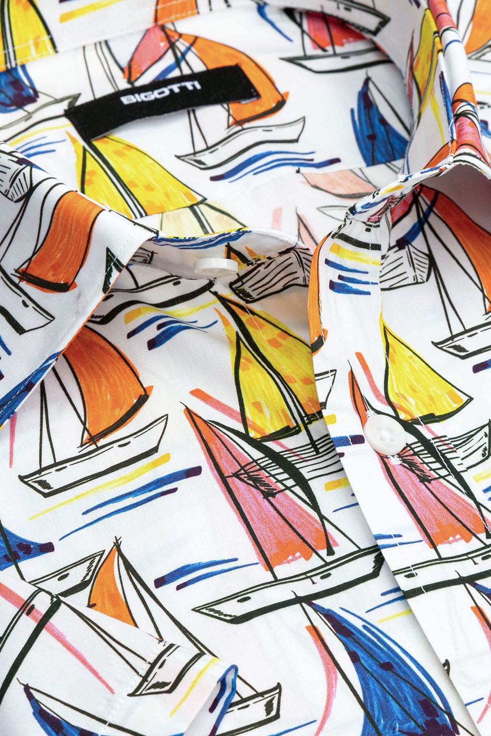 Camasa maneca scurta shaped alba print 1